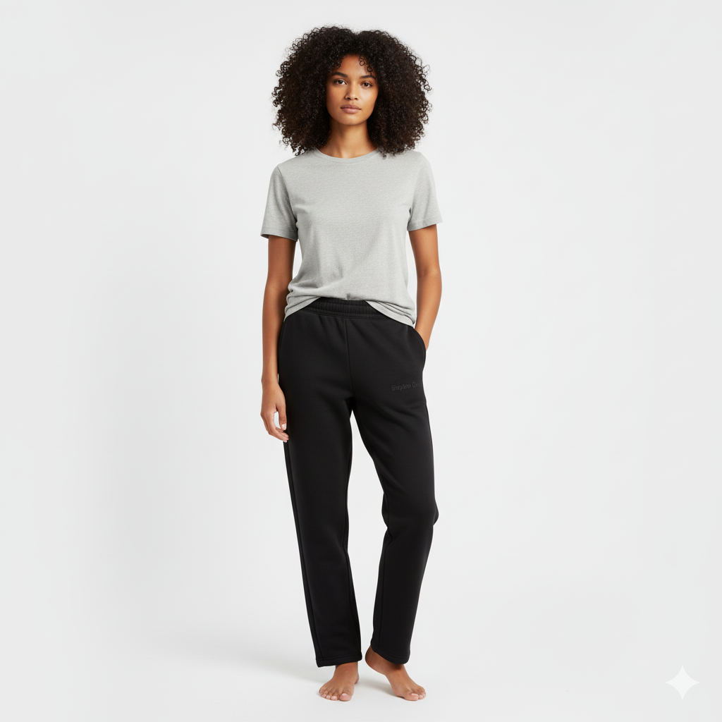 Straight-Cut Sweatpants - Black