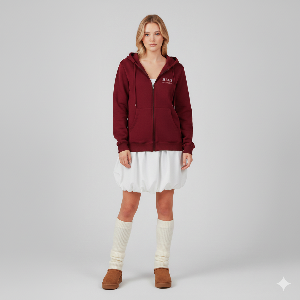 Zip-Up Hoodie Bias Breaker – Burgundy - Unisex