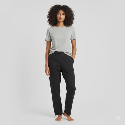 Straight-Cut Sweatpants - Black