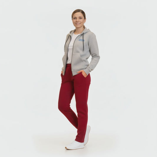 Straight-Cut Sweatpants - Burgundy
