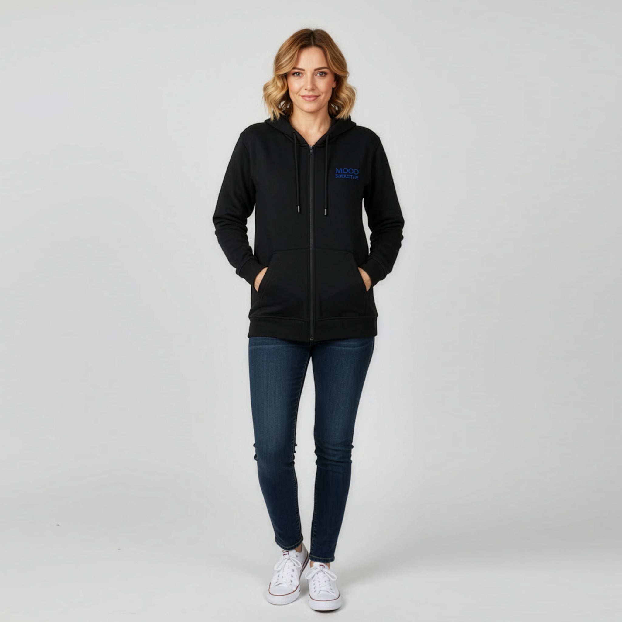 Bluza z kapturem zapinana na zamek Mood Director – czarna – unisex